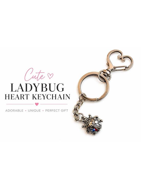 Other - Ladybug Heart Keychain Silver Tone Bag Charm Gift